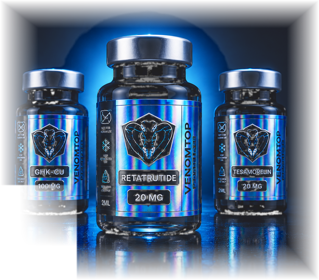 VenomTop research vials with holographic labels